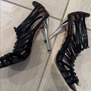 D&G Dolce & Gabbana Chic Black Strappy Heels Size 9